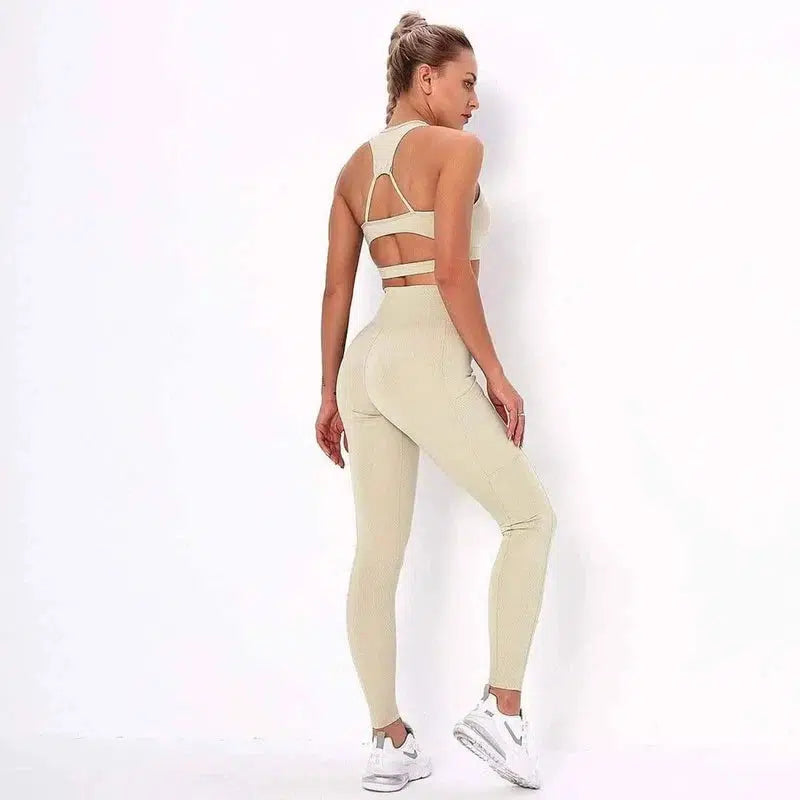 LOVEMI - Lovemi - Hot Selling Sexy Striped Pocket Yoga Suits In