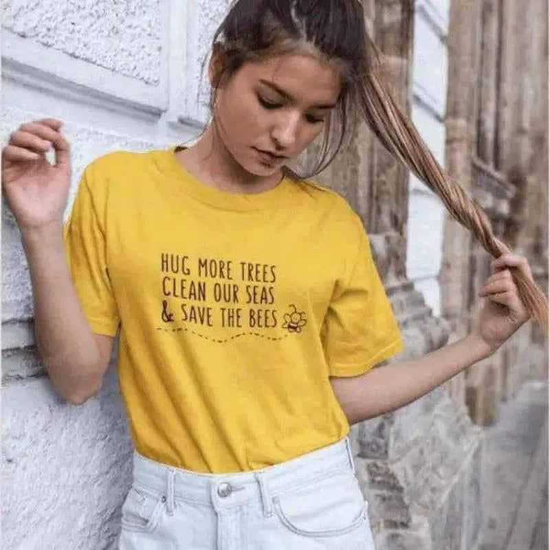 Eco-Friendly Message T-Shirt-Yellow-2