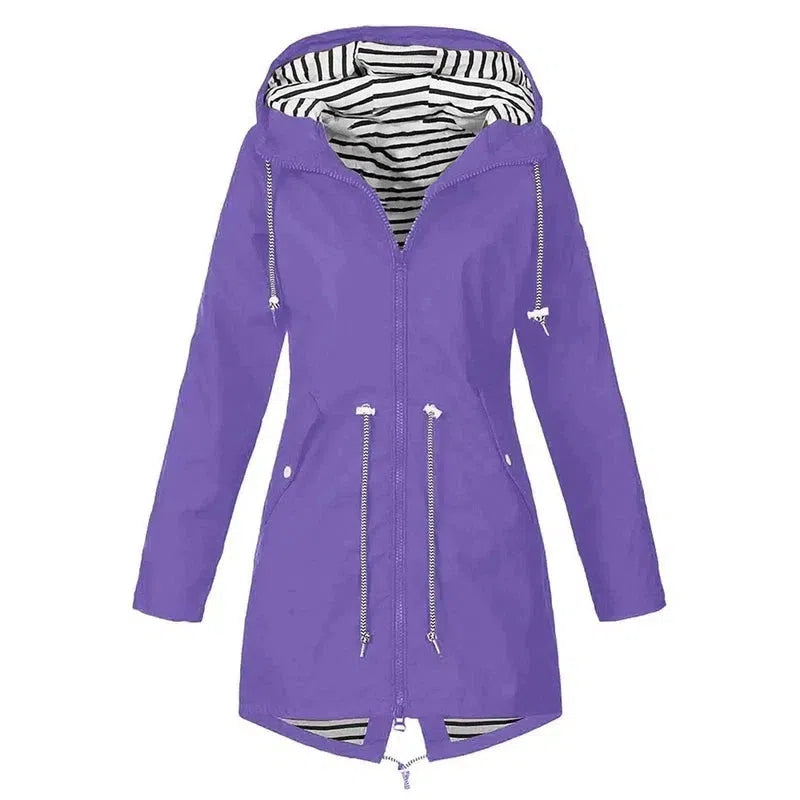 Hooded Casual Women's Jacket with Pockets-Purple-5