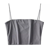 Women's Spaghetti Strap Crop Top-Dark gray-8