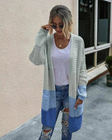 LOVEMI - Lovemi - Knit long cardigan contrast color coat