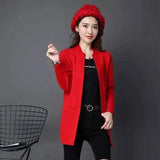 Women's Casual Long Blazer Jacket-Red-2