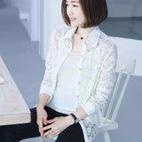 Ladies Lace Cardigan Top-White-1