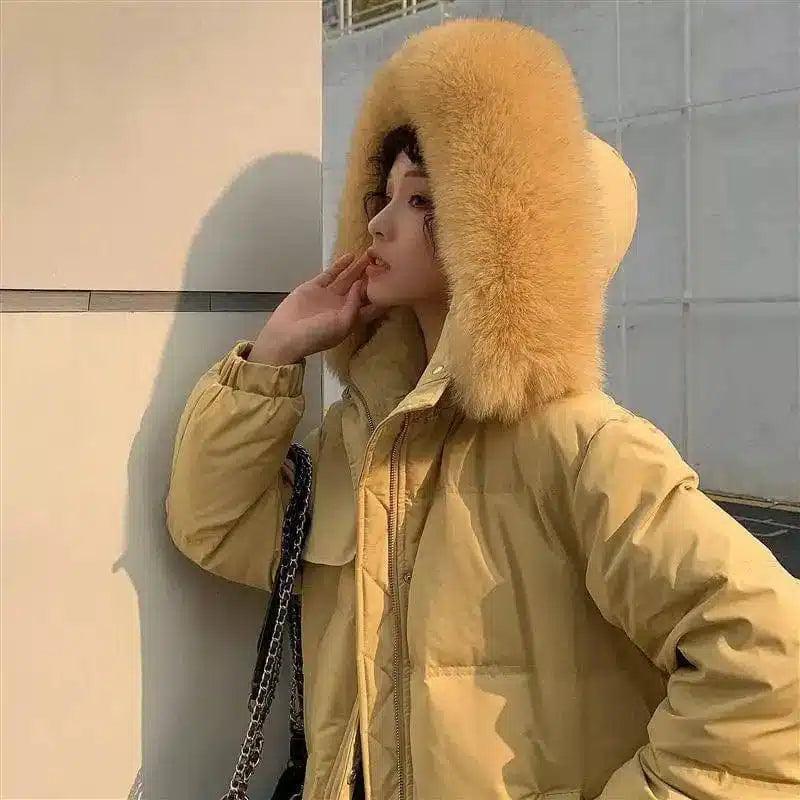 Hooded Insulated Long Winter Coat-Yellow-3