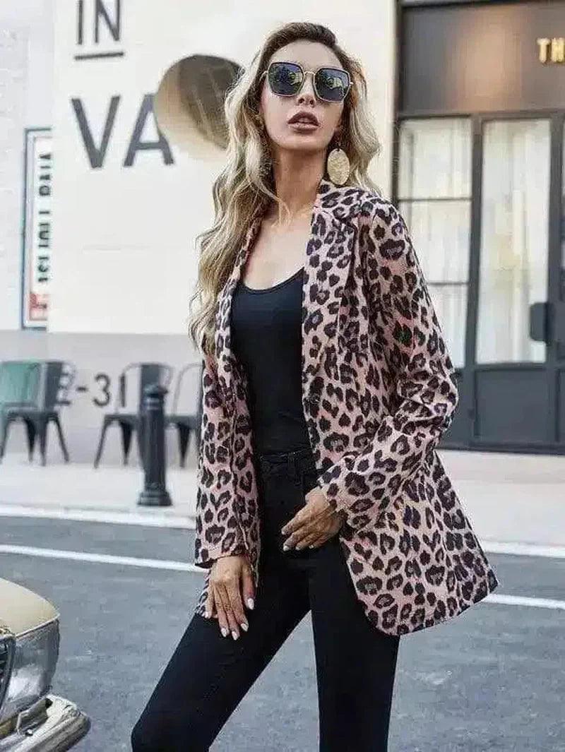 Women's Stylish Leopard Print Blazer-1