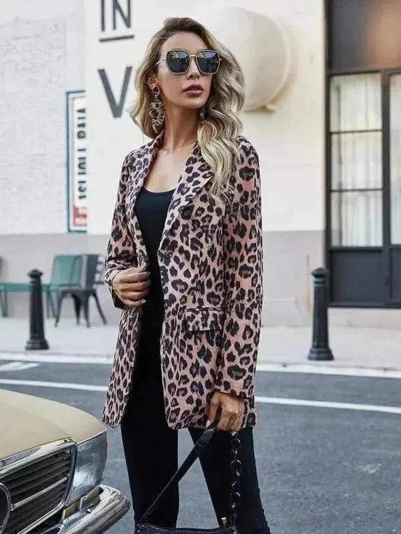 Women's Stylish Leopard Print Blazer-Leopard-2