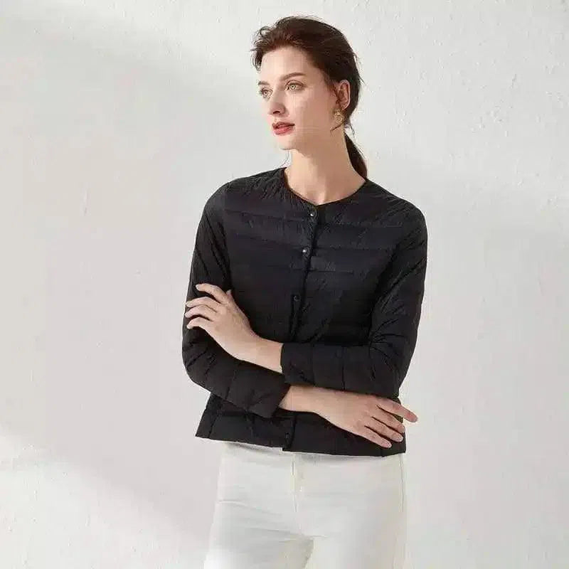 Women's Lightweight Quilted Zip-Up Jacket-Black-2