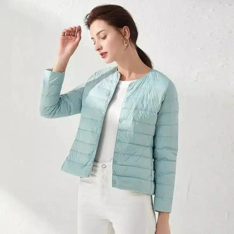 Women's Lightweight Quilted Zip-Up Jacket-Blue-3