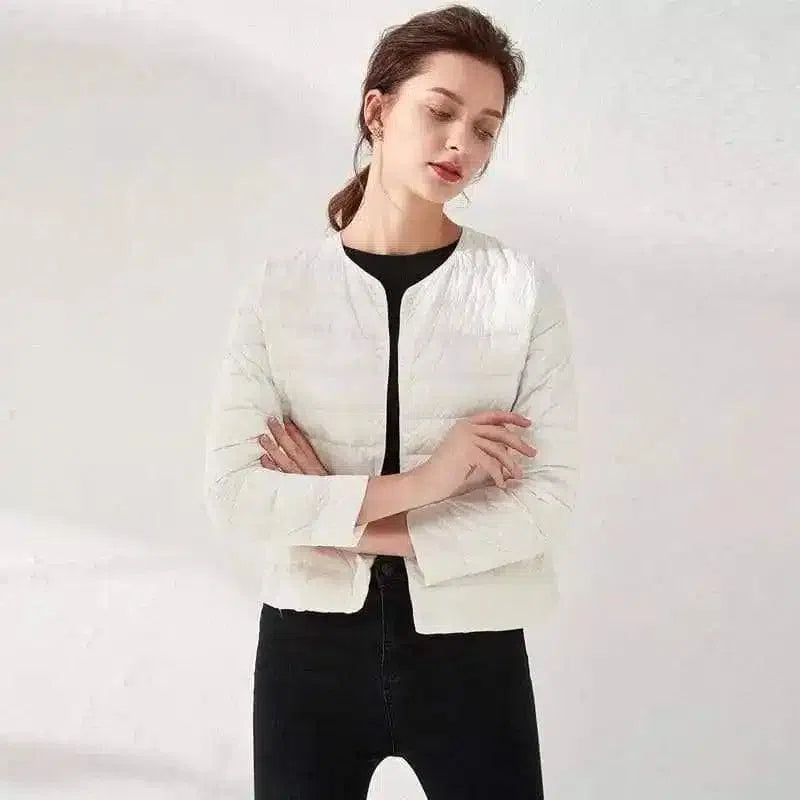 Women's Lightweight Quilted Zip-Up Jacket-White-4
