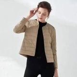 Women's Lightweight Quilted Zip-Up Jacket-Khaki-7