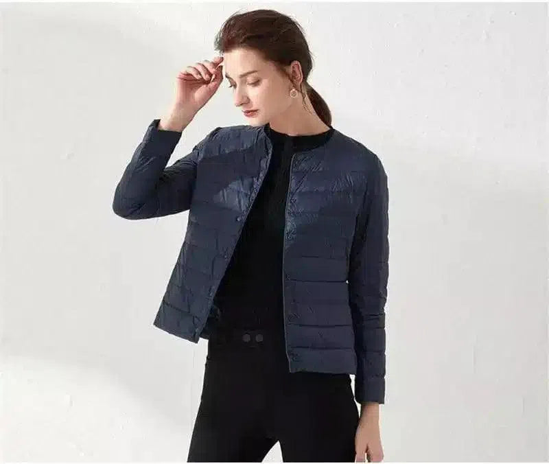 Women's Lightweight Quilted Zip-Up Jacket-Navy-8