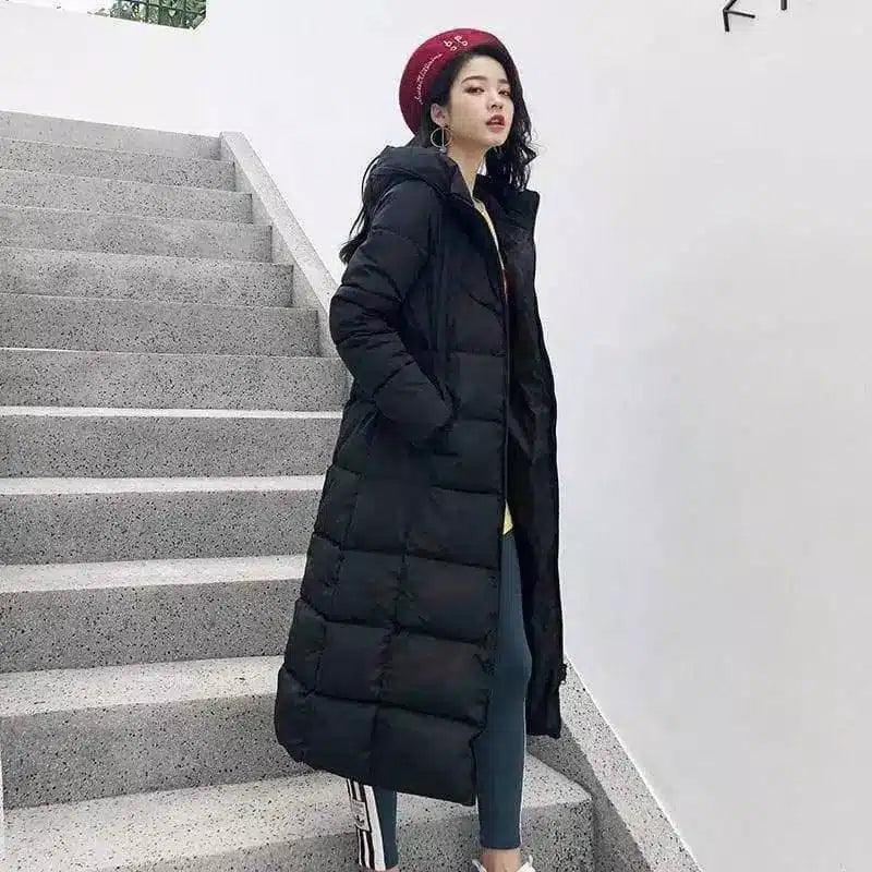 Best Winter Coats for Women - Long Puffer Coat-Black-1