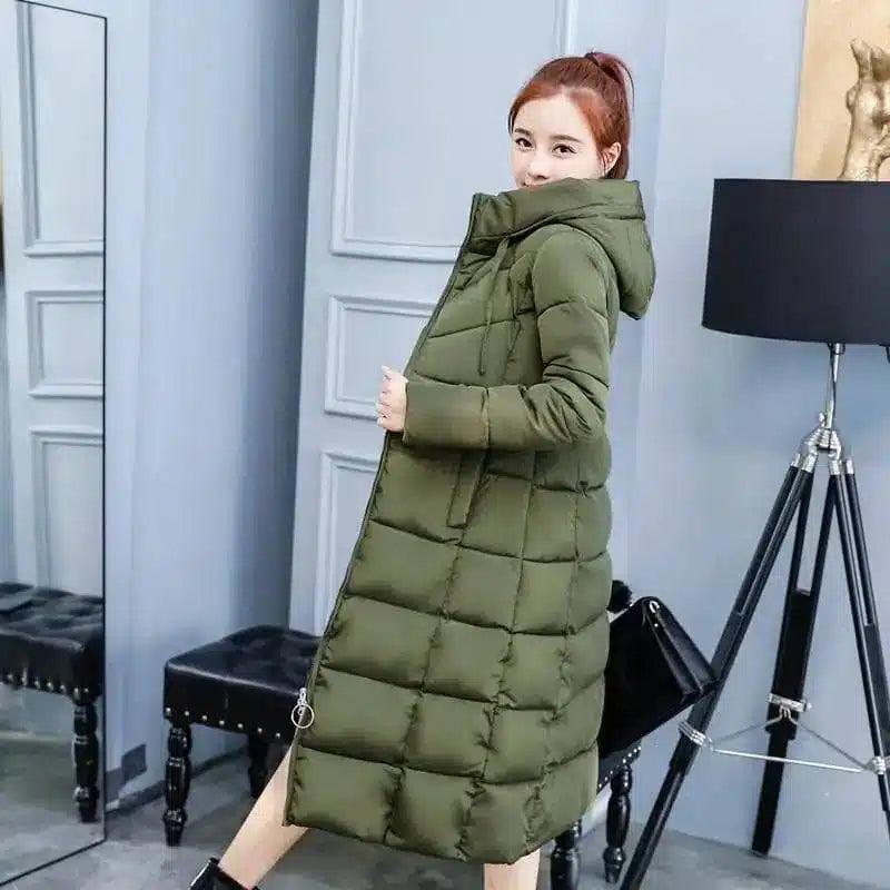 Best Winter Coats for Women - Long Puffer Coat-Green-3