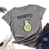 Cat Avocado Pun Graphic Tee for Casual Wear-10STYLE-11