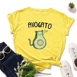 Cat Avocado Pun Graphic Tee for Casual Wear-3STYLE-4