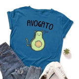 Cat Avocado Pun Graphic Tee for Casual Wear-6STYLE-7