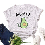 Cat Avocado Pun Graphic Tee for Casual Wear-8STYLE-8