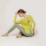 Women's Twist Front V-Neck Cardigan-Yellow-3