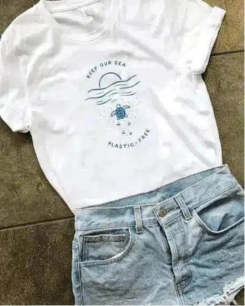 Eco-Friendly Ocean Conservation Tee-White-2