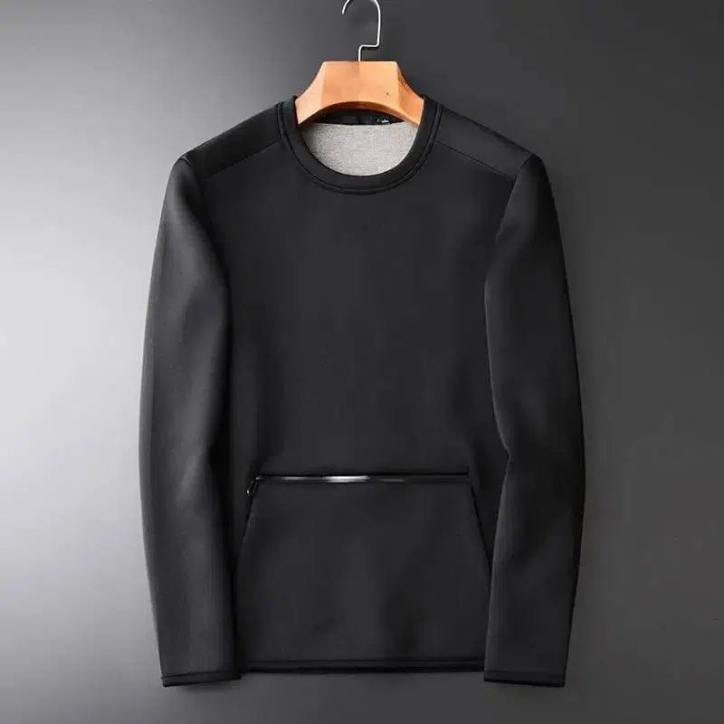 Men's jacket with round neck-Black-1