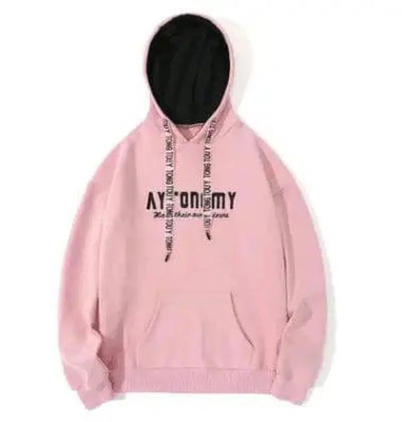 Men's original letter embroidery hoodie long-sleeved loose-Pink-1