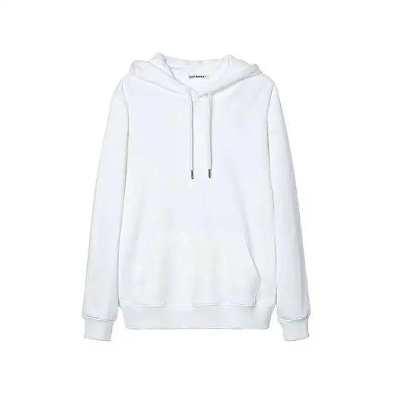 Men's solid color hooded pullover sweater-White-2