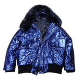 Men's warm winter loose cotton jacket-Blue-2