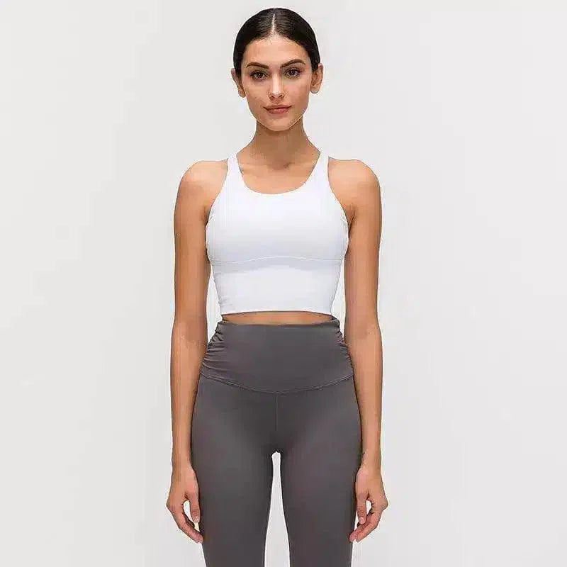 Women's Strappy Yoga Top & High-Waist Leggings-white-6