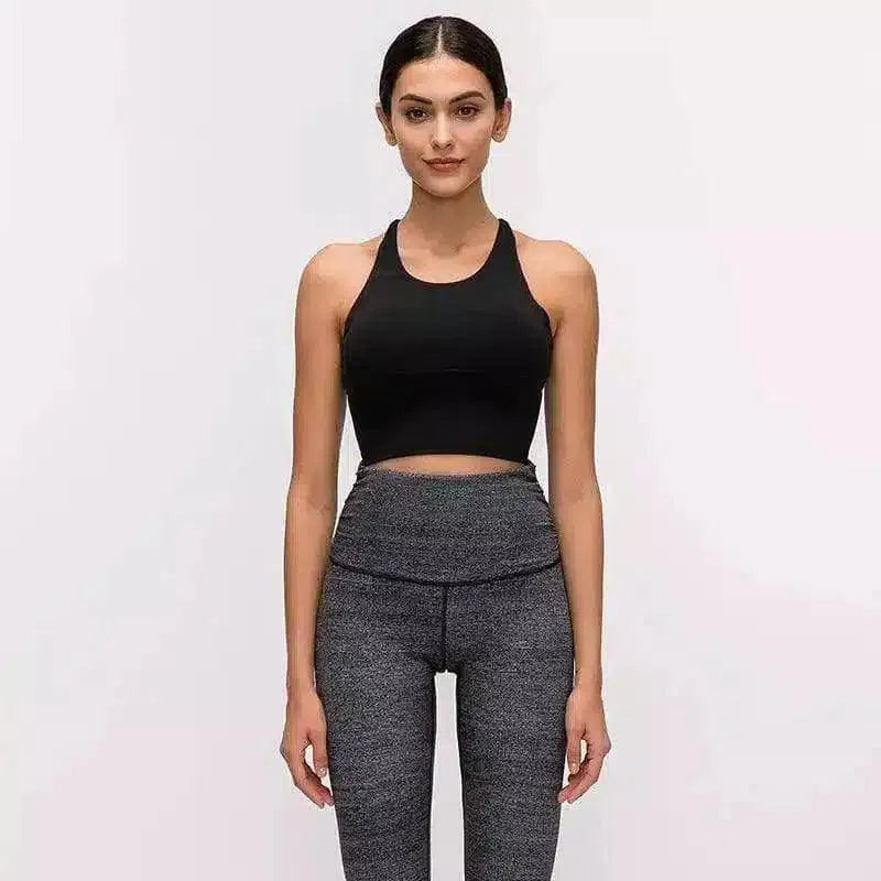 Women's Strappy Yoga Top & High-Waist Leggings-black-7