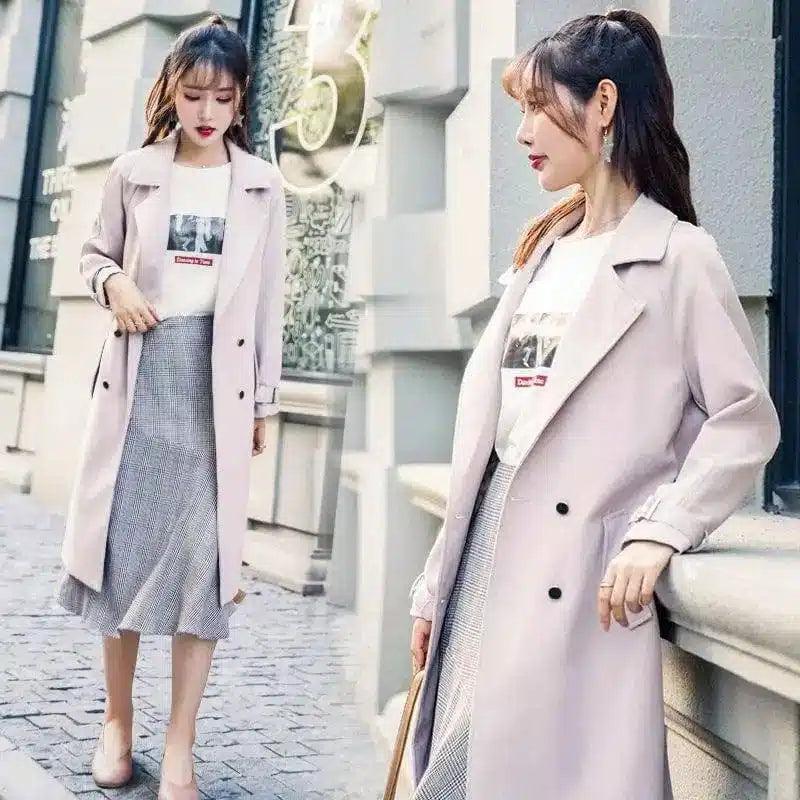 Women's Mid-Length Tailored Coat with Button Closure-1