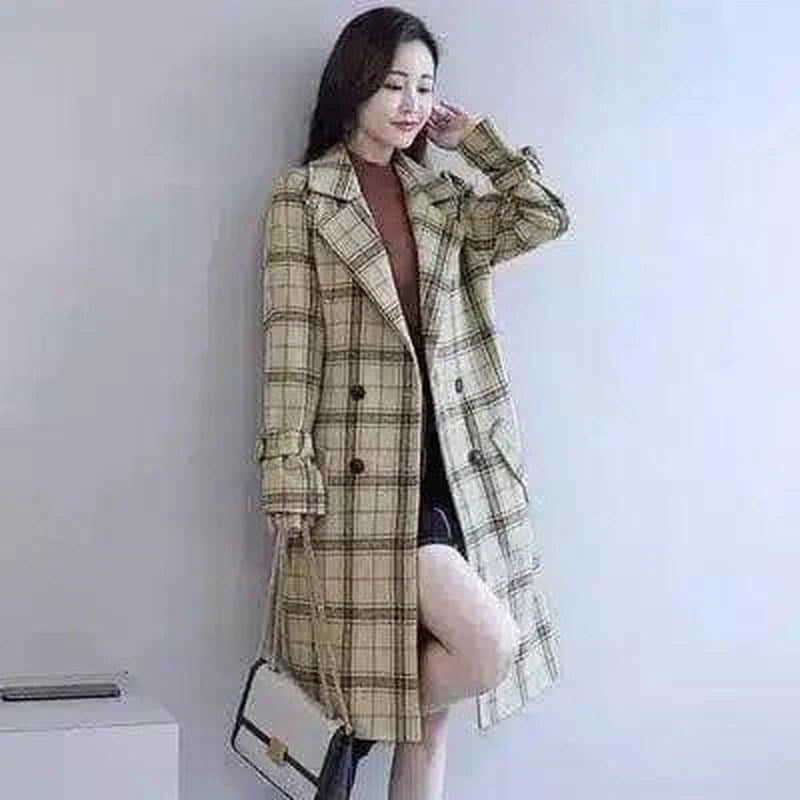 Women's Mid-Length Tailored Coat with Button Closure-Light coffee-7