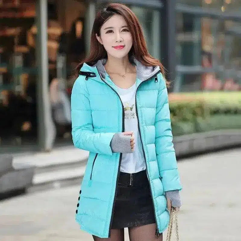 Hooded Puffer Jacket with Zip Pockets-Blue-6
