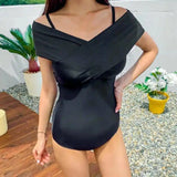 Stylish Off-Shoulder Swimsuits – Perfect Beachwear-Black-2