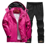 Hooded Sports Jacket and Track Pants Set-Rose Red-1