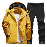 Hooded Sports Jacket and Track Pants Set-Yellow-3