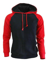 Plus velvet sweater sports men's raglan sleeve hoodie-Red and black-1