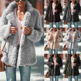 Plush Lapel Solid Color Loose Coat-1