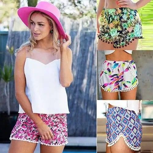 Printed elastic waist shorts beach pants-2