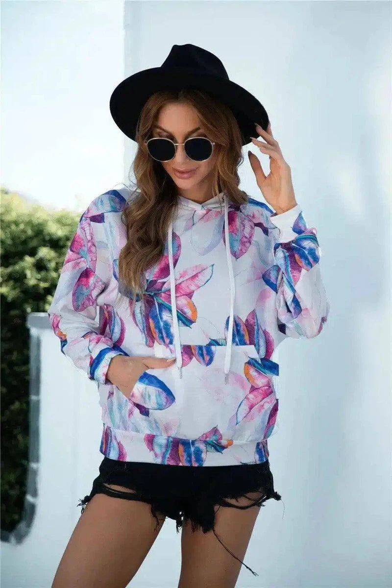 LOVEMI - Lovemi - Printed Hooded Pocket Sweatshirt