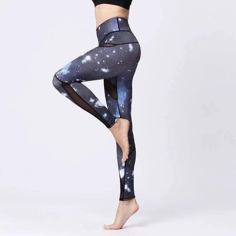 Printed tight yoga pants-Star blue-3