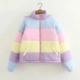 LOVEMI - Lovemi - Rainbow contrast color loose padded coat jacket