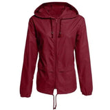 Raincoat Zipper Hooded Lightweight Outdoor Jacket Thin-Wine Red-1