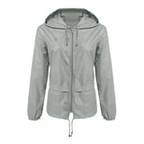 Raincoat Zipper Hooded Lightweight Outdoor Jacket Thin-Light Grey-3