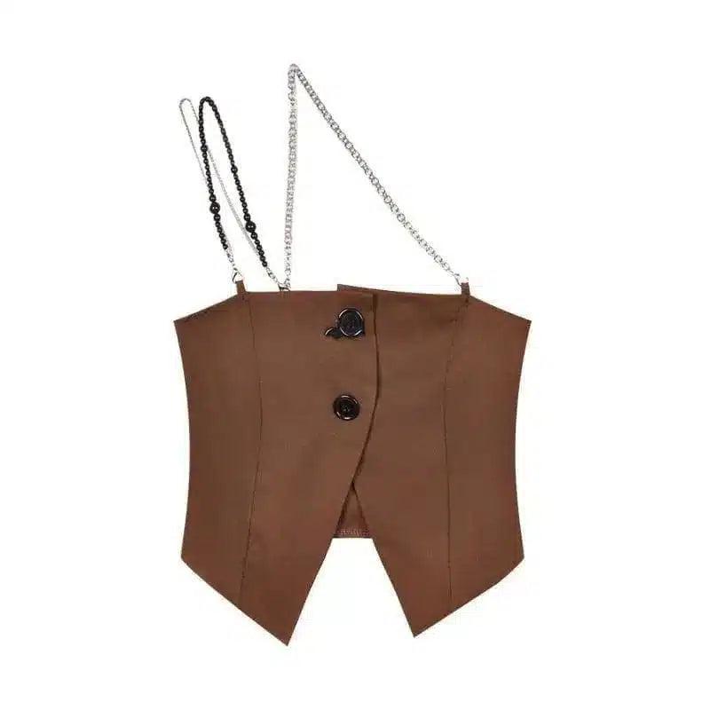 Chic Sleeveless Vest Bag with Chain Strap-Bronze-1