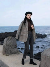 LOVEMI - Lovemi - Retro Plaid Woolen Suit Jacket Women's Autumn And