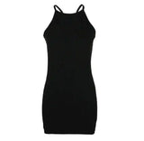 Ribbed small suspender dress-Black-13