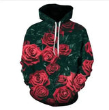 Rose digital printing hooded sweater European and American-1 style-1