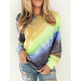 Tie-Dye Crewneck Casual Women's Sweatshirt-Yellow-7