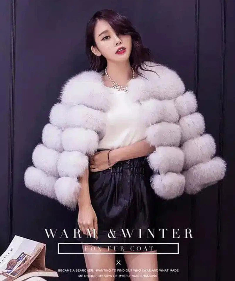 S-3XL Mink Coats Women Winter Fashion FAUX Fur Coat-Fox color-7