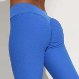 Seamless Nylon Moisture Wicking Sports Fitness Yoga Leggings-Blue-4